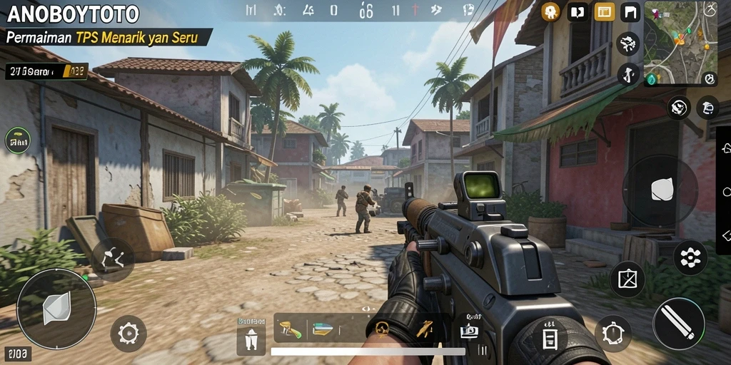 Screenshot gameplay ANOBOYTOTO dengan aksi seru di arena tempur.