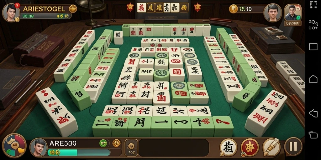 Tampilan gameplay ARIESTOGEL yang seru dan menantang dalam Mahjong.