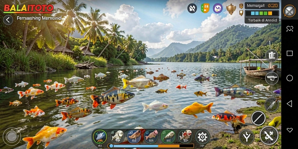 Tampilan screenshot BALAITOTO menampilkan gameplay memancing yang seru.