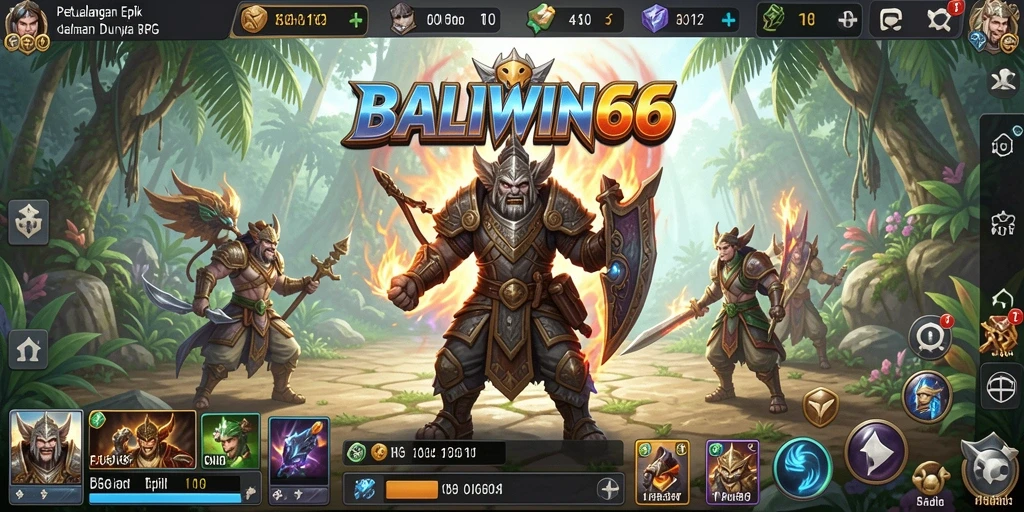 Screenshot gameplay BALIWIN66 menunjukkan pertarungan epik antara karakter di dunia fantasi.