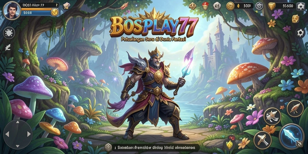 Screenshot gameplay menunjukkan karakter berpetualang di dunia fantasi yang menakjubkan.