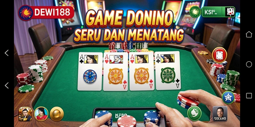 Tampilan menarik game DEWI188 dengan gameplay domino yang seru.