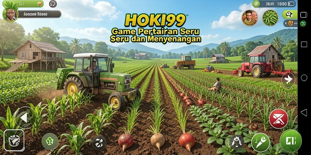 Tampilan seru dari gameplay <strong>HOKI99</strong> dengan aktivitas bertani yang interaktif.