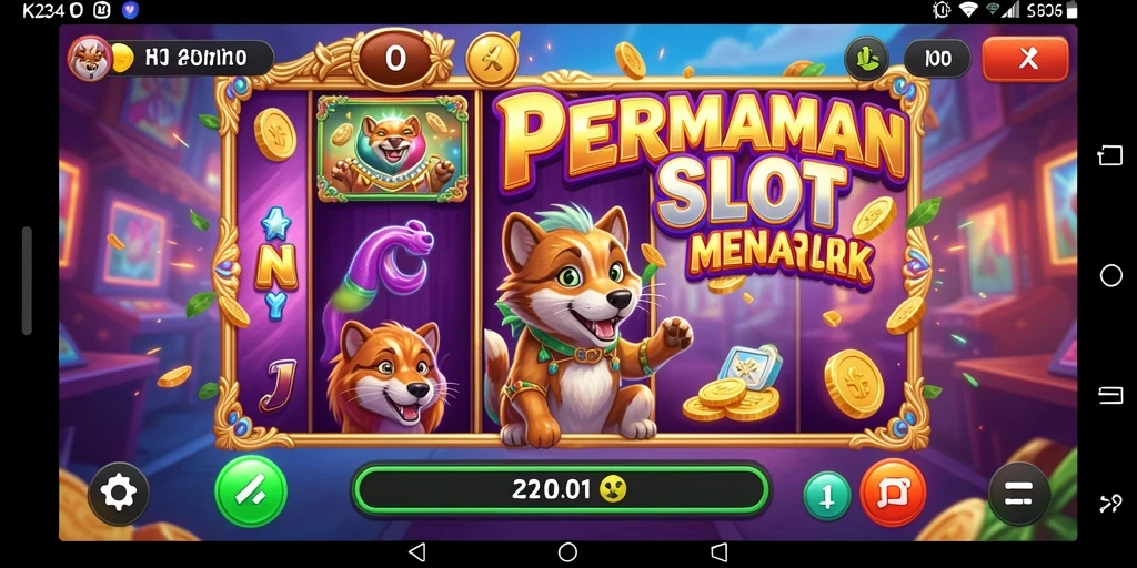 Screenshot gameplay K234 yang menunjukkan gulungan Slot berputar.
