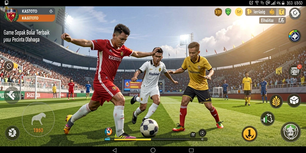 Tampilan menarik dari gameplay KASTOTO yang menampilkan aksi sepak bola.