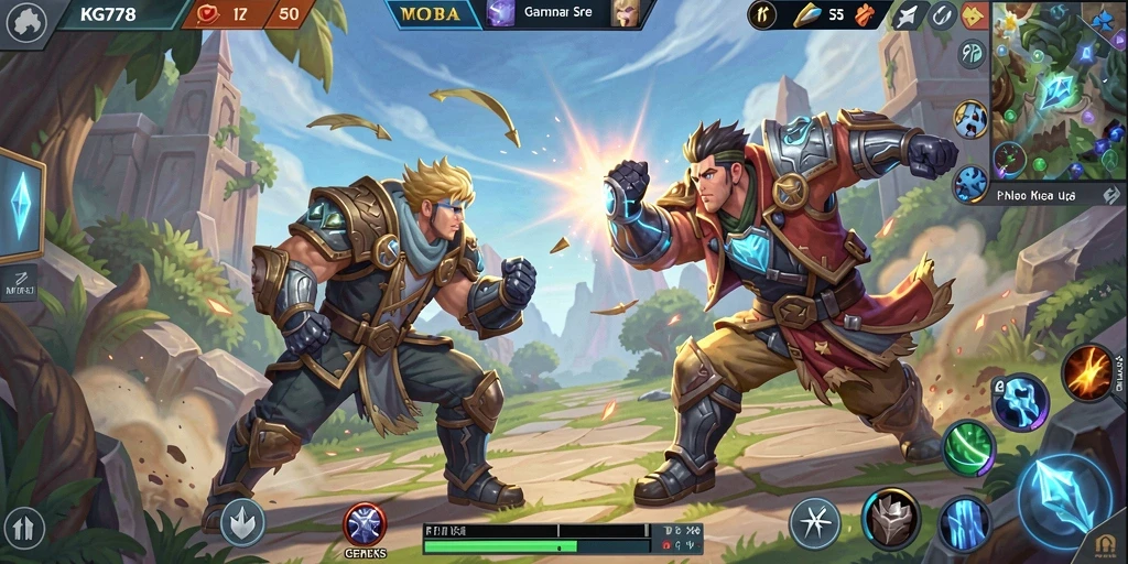 Screenshot gameplay KG778 yang menampilkan momen pertarungan epik dalam arena.
