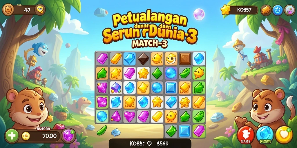 Tampilan gameplay seru di KO857 dengan kombinasi warna-warni.