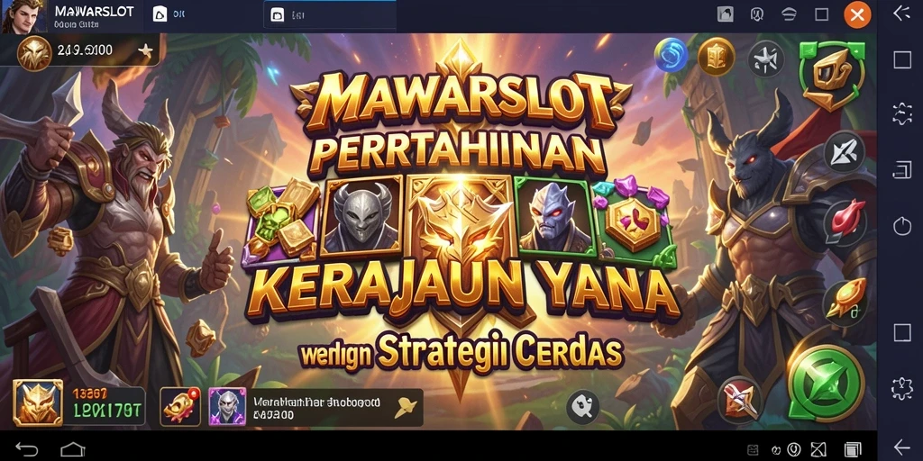 Tangkapan layar utama MAWARSLOT menampilkan pertempuran seru dalam gaya Tower Defense.