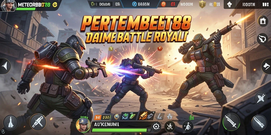 Tampilan pertarungan intens dalam game Battle Royale METEORBET88.