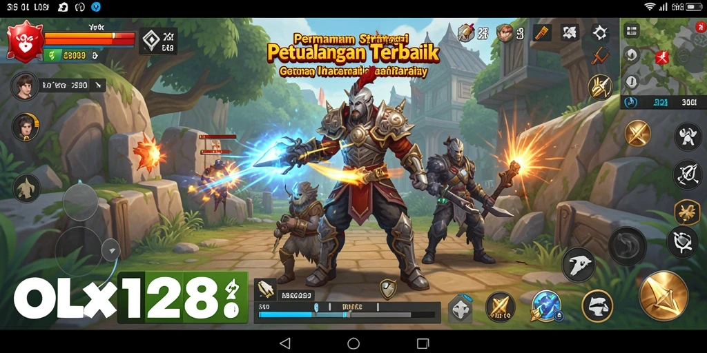 Screenshot OLX128 menampilkan strategi dan pertarungan seru dalam game SLG.