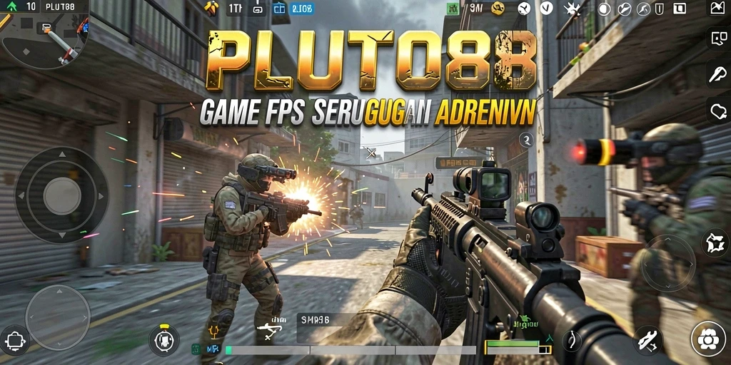 Screenshot gameplay PLUTO88 menampilkan aksi tembak-menembak yang seru.