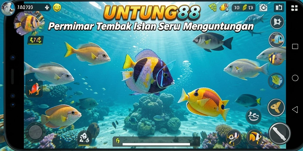 Tampilan gameplay UNTUNG88 yang seru dengan ikan berwarna-warni.